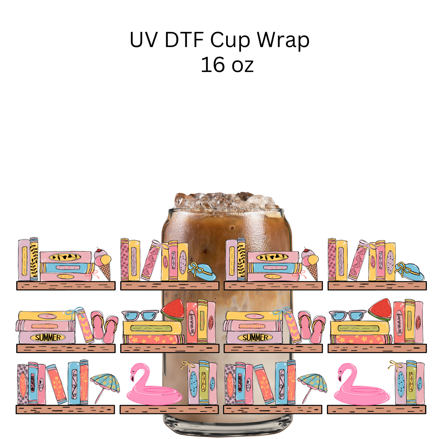 Summer Library UV DTF Cup Wrap