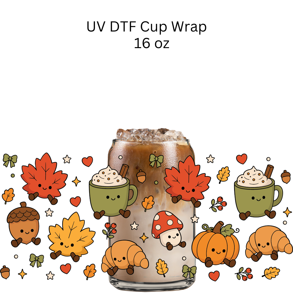 Jelly Coffee and Leaves UV DTF Cup Wrap