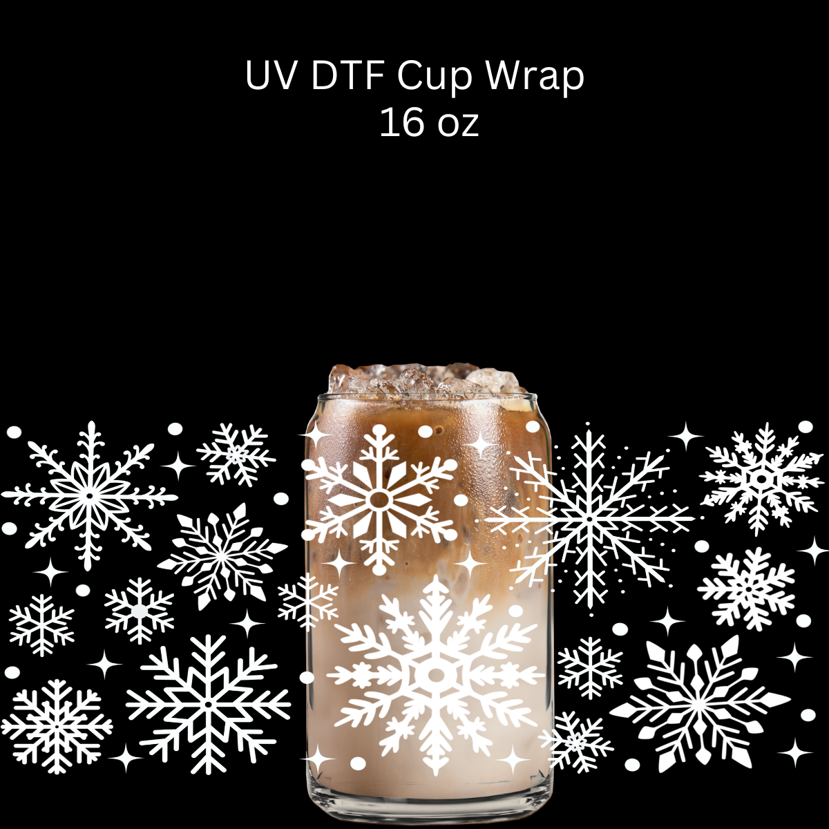 White Snowflakes UV DTF Cup Wrap