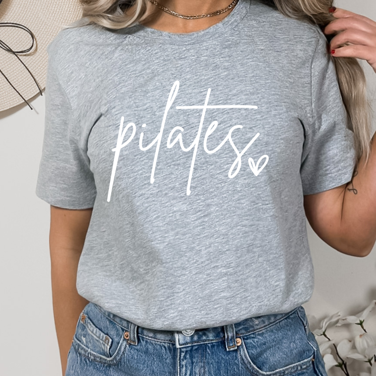Pilates Heart White Single Color Dtf Transfer