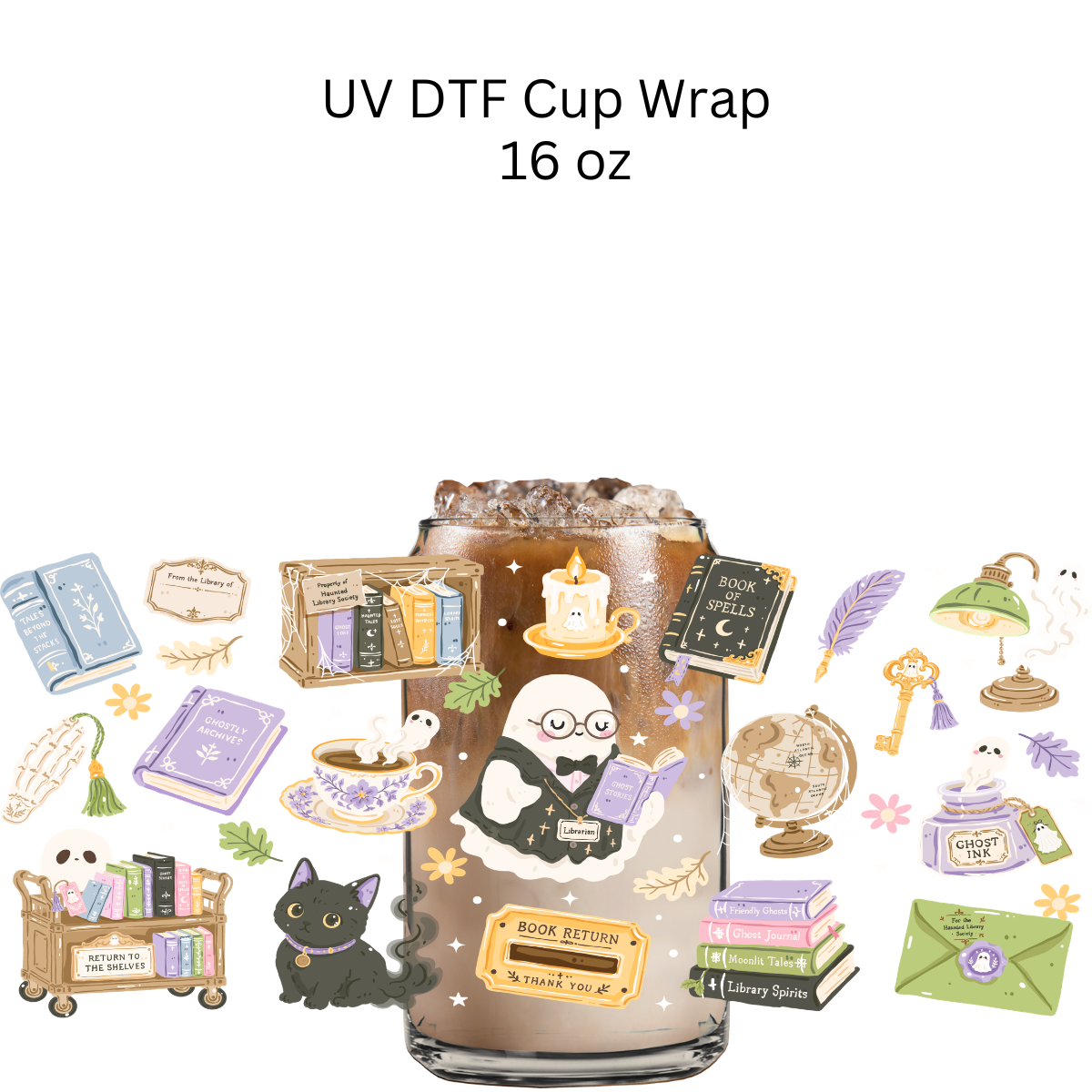 Return to the Shelves Books UV DTF Cup Wrap