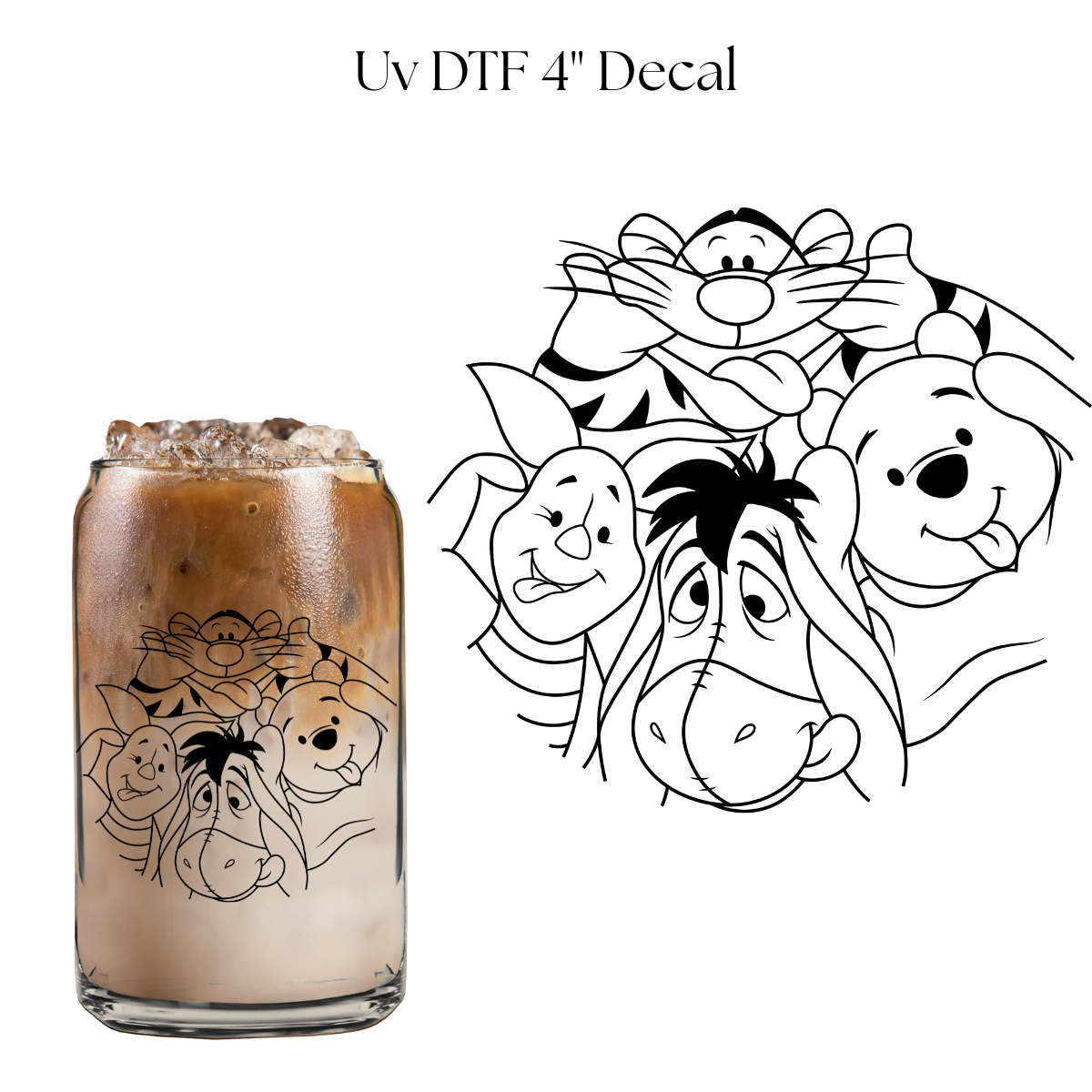Bear Friends Silly Faces 4” UV DTF Decal