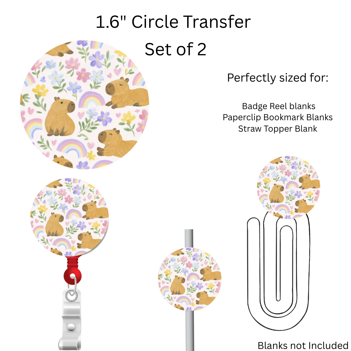 Capybara 1.6” UV DTF Transfer Set of 2