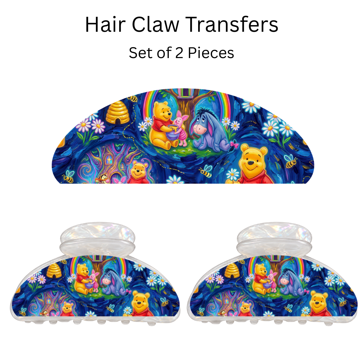 Blue Bear UV DTF Transfer for 3.19” Claw Clip (Set of 2)