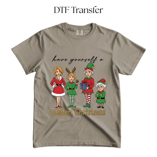 Golden Christmas DTF Transfer