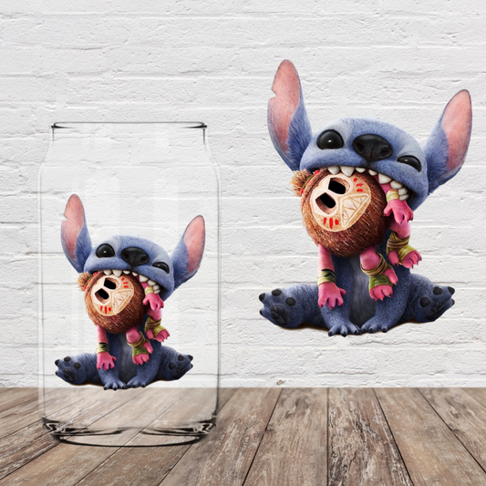 Blue Alien Biting 4" UV DTF