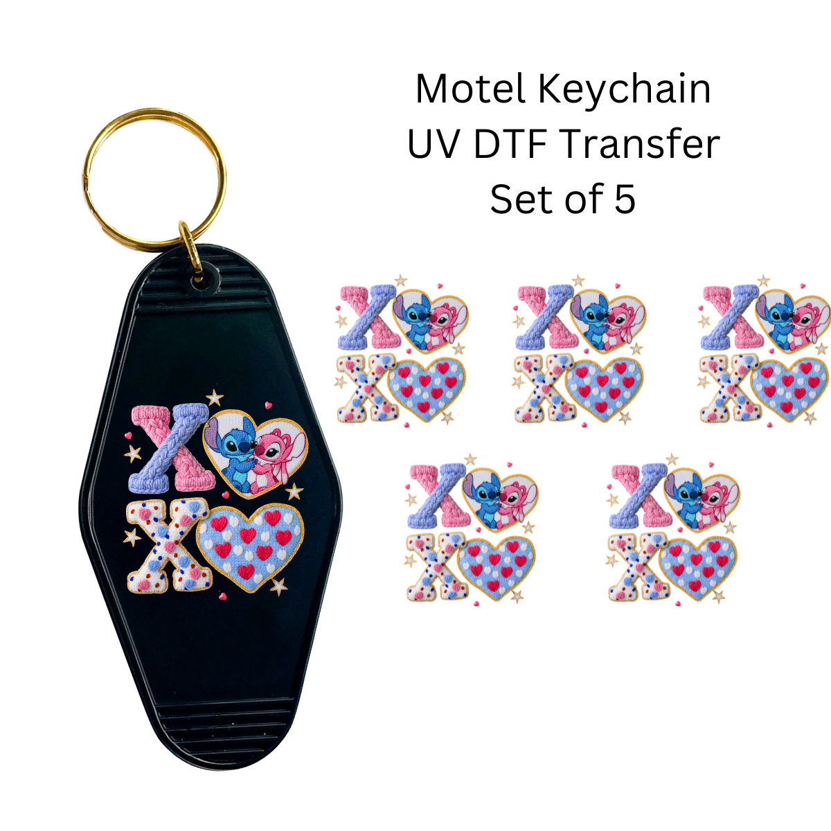 XOXO Pink and Blue Aliens Keychain Transfers