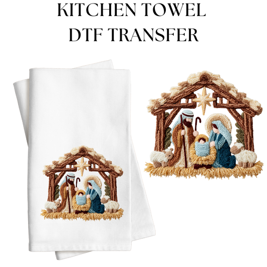 Baby Jesus Nativity Kitchen Towel DTF Transfer