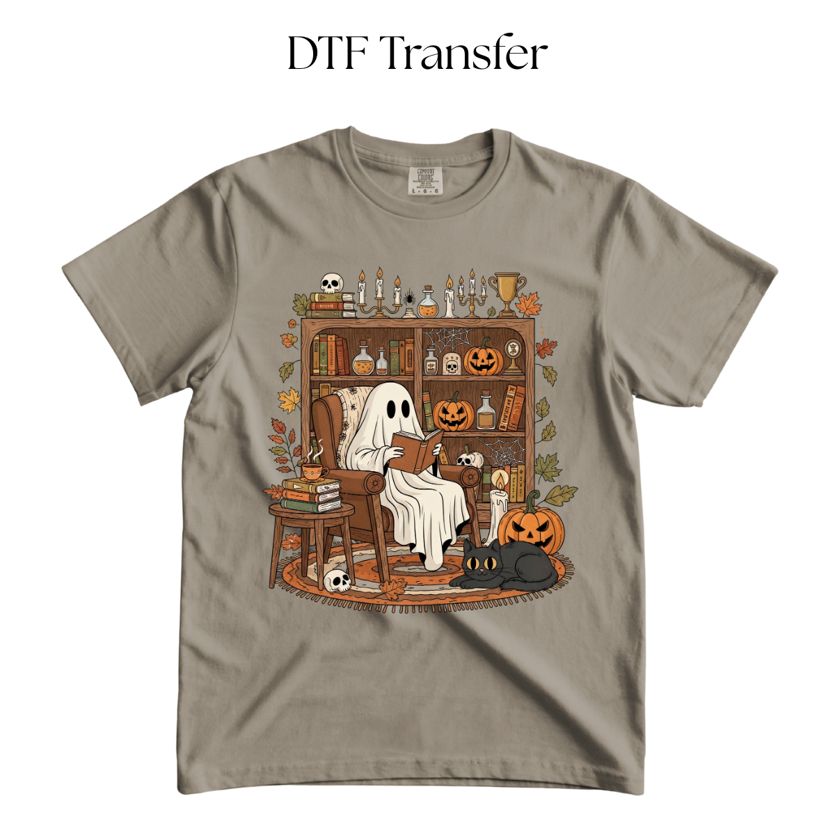 Cozy Ghostie Reading DTF Transfer