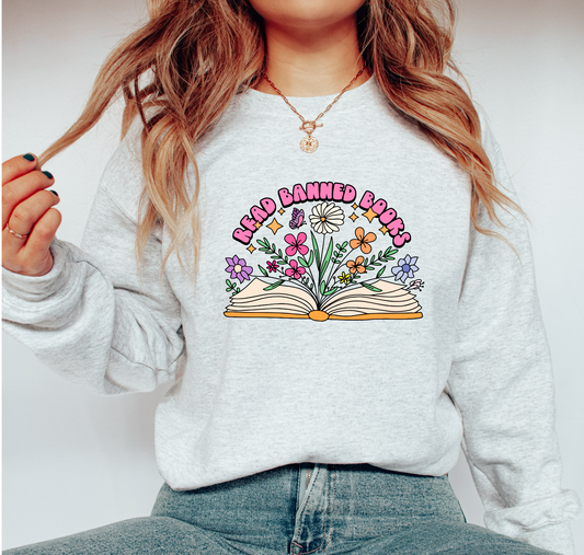 Read Banned Books Floral Book DTF TRANSFER