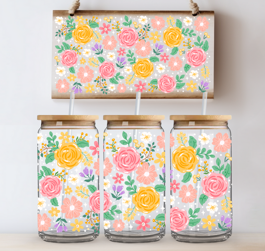 Bright Flowers UV DTF Cup Wrap