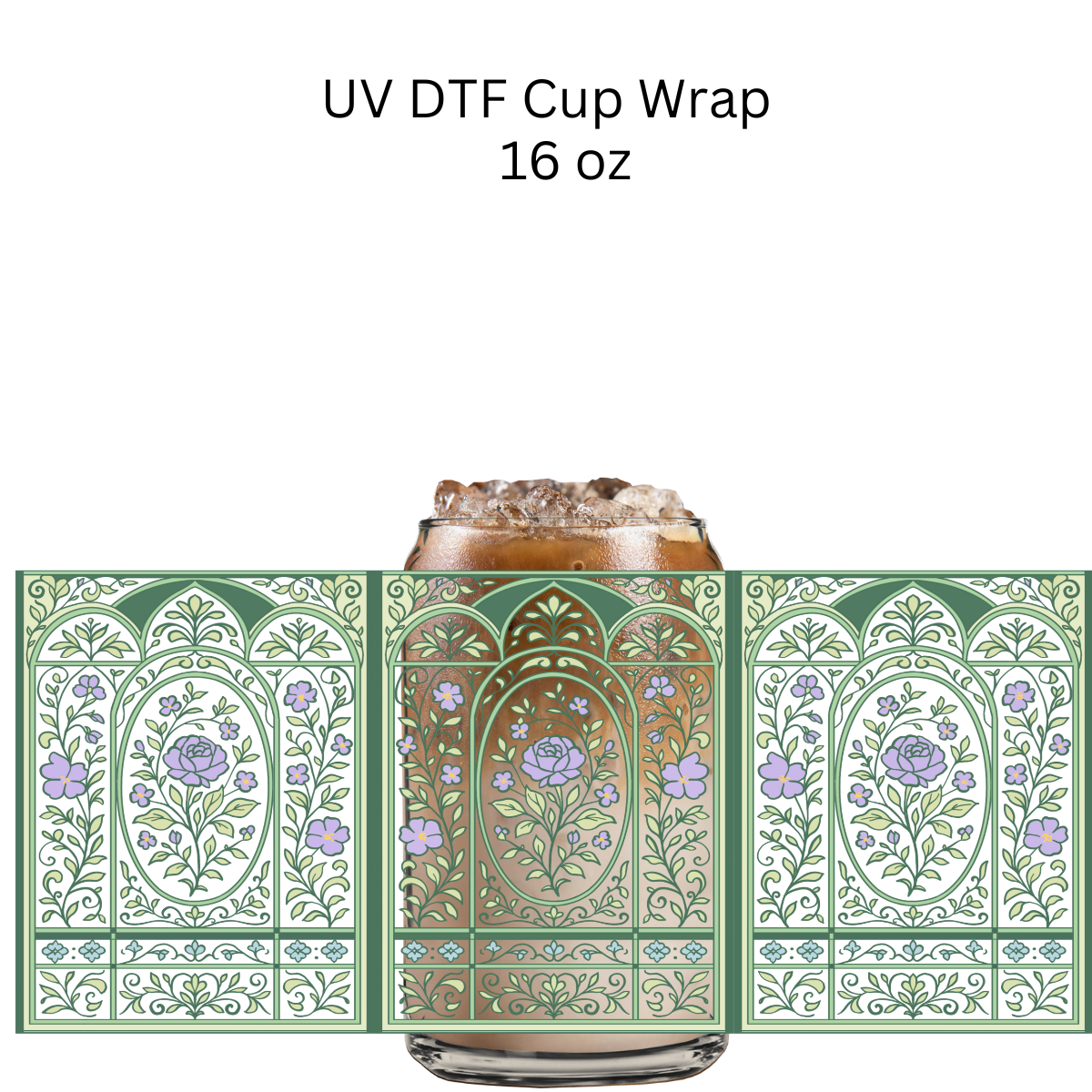 Green Rose Tile UV DTF Wrap