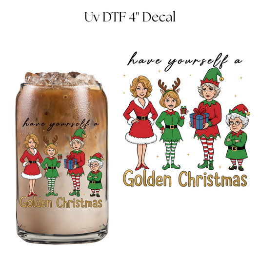 Golden Christmas 4” UV DTF Decal