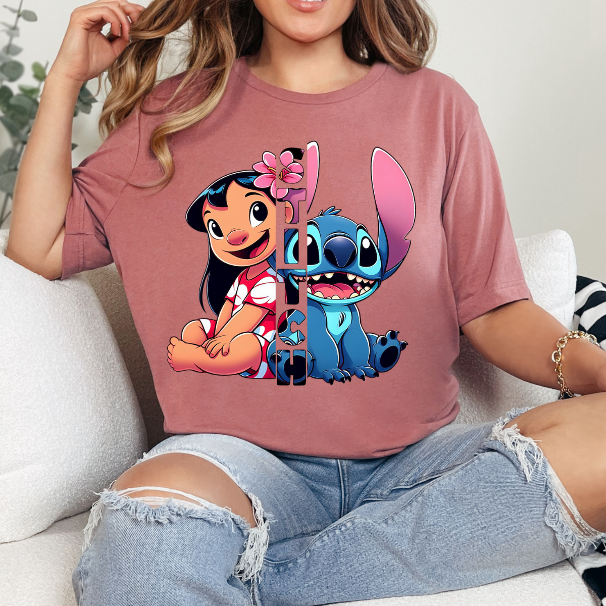 Girl and Blue Alien DTF Transfer