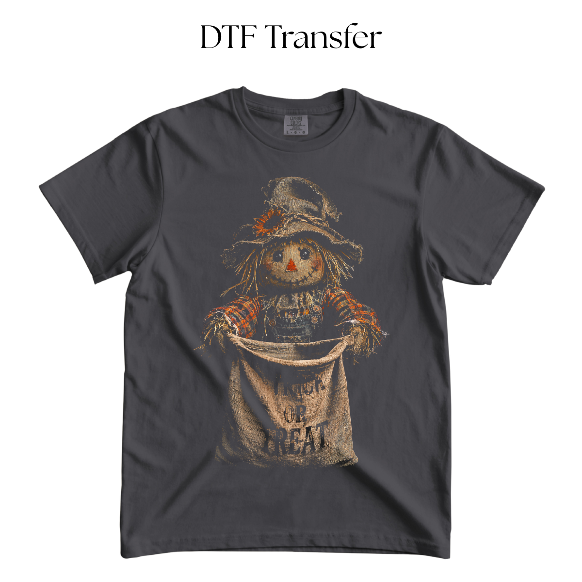 Scarecrow Trick or treat DTF Transfer (Press On Black)