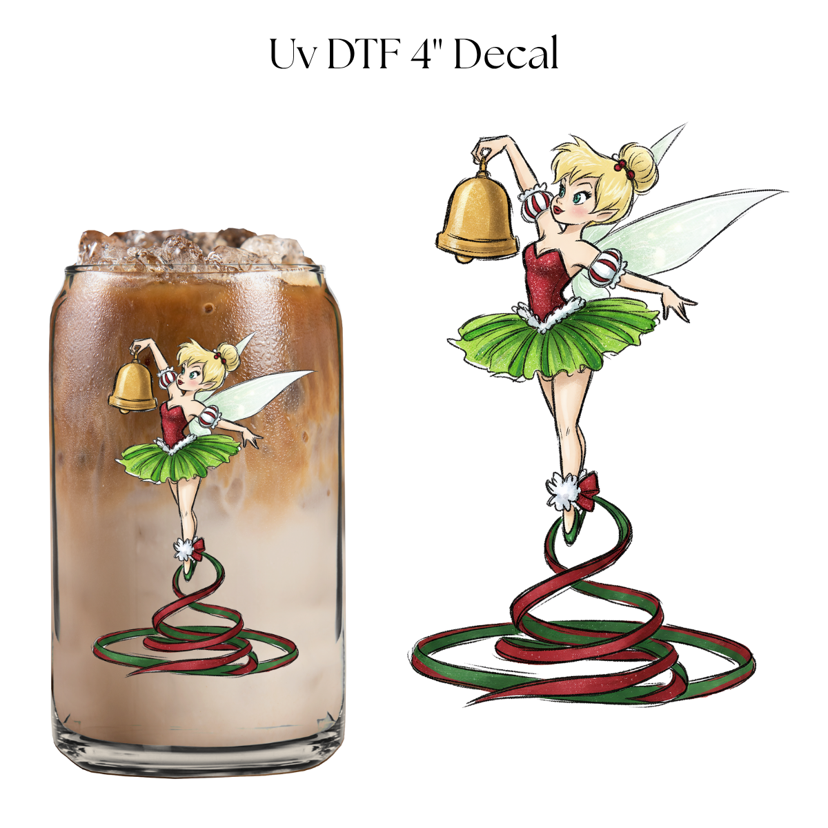 Christmas Bell Fairy 4” UV DTF Decal