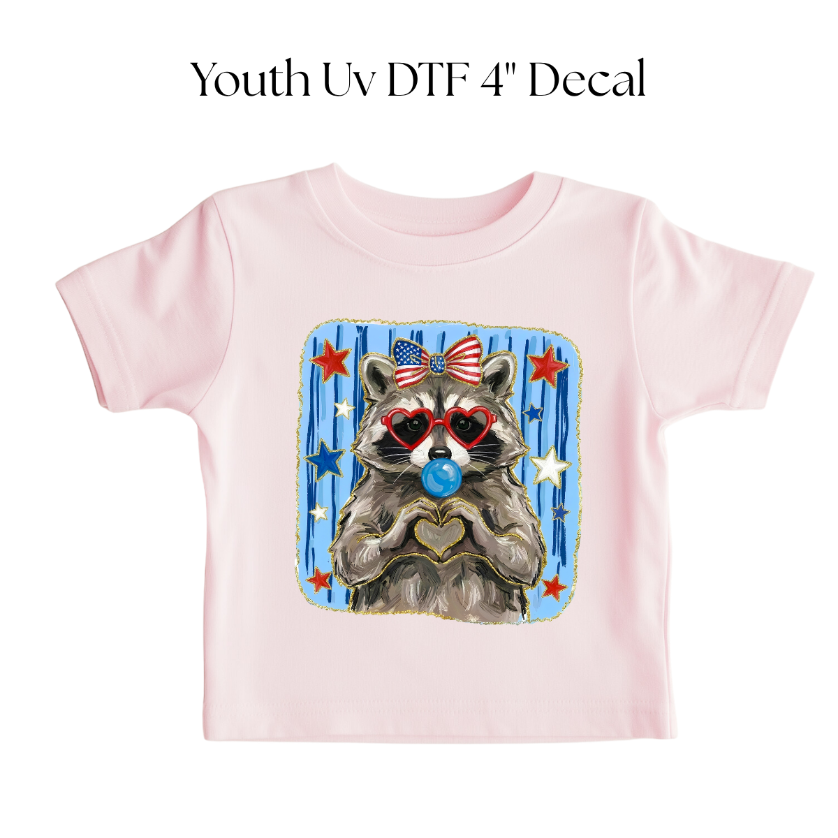 Patriotic Raccoon Bubble YOUTH DTF Transfer