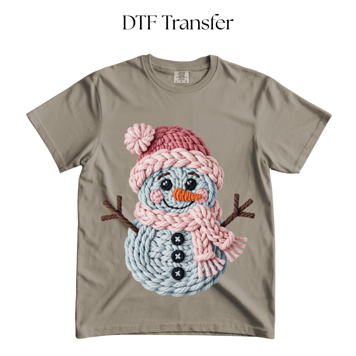 Snowman Faux Yarn DTF Transfer