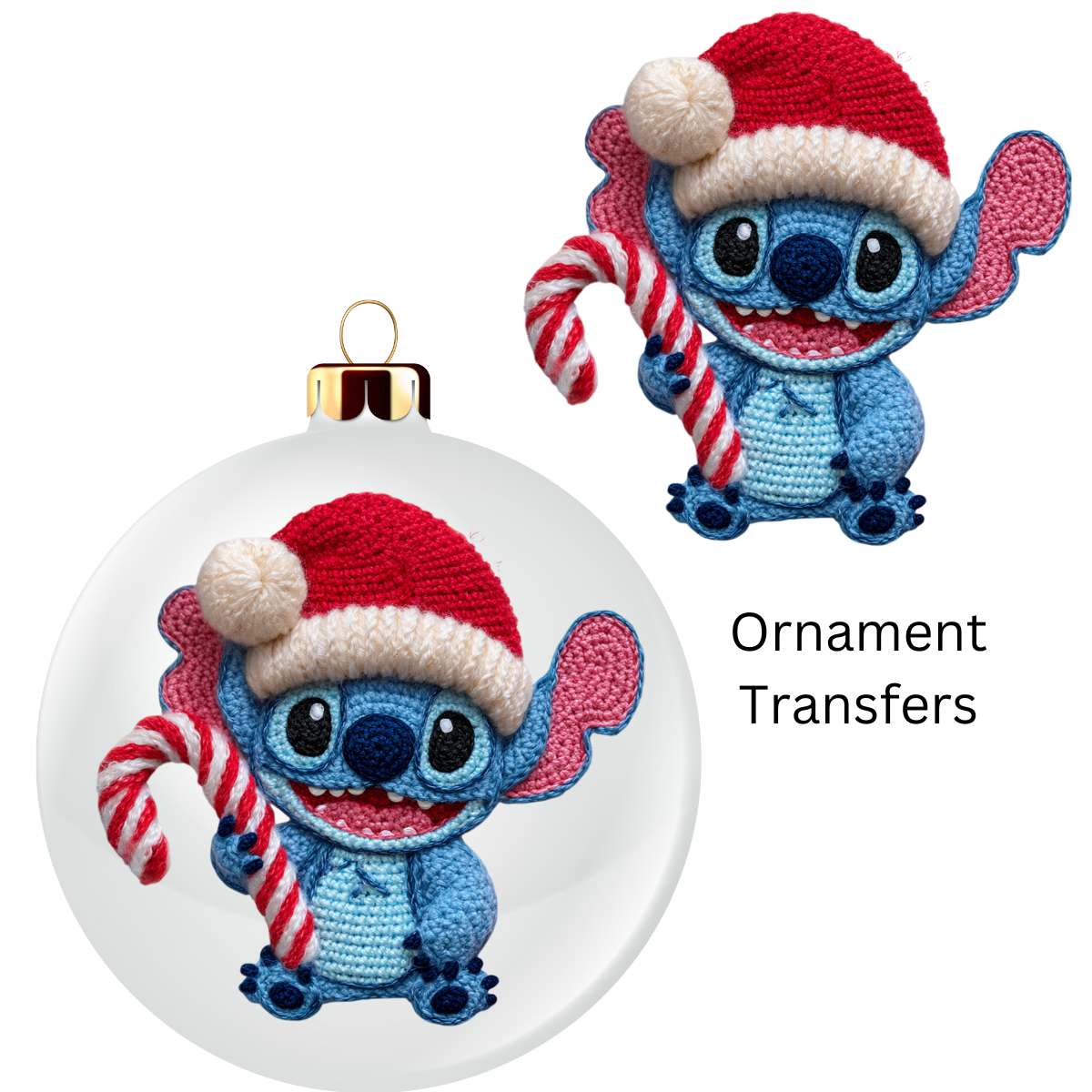 Blue Alien Faux Yarn Ornament UV DTF