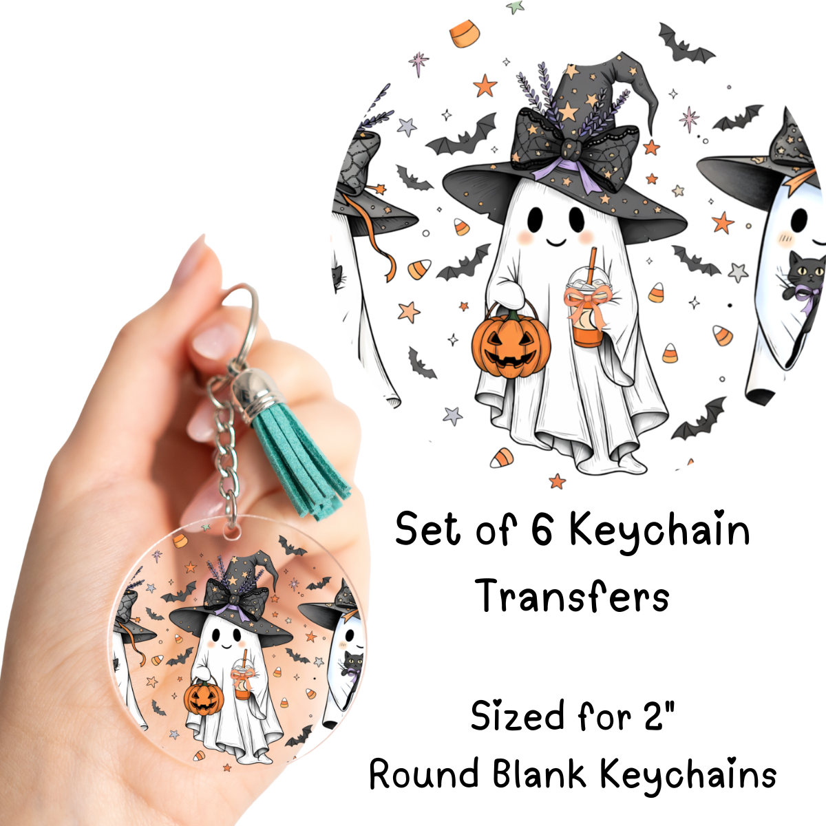 Halloween Ghosties Round Keychain Transfer