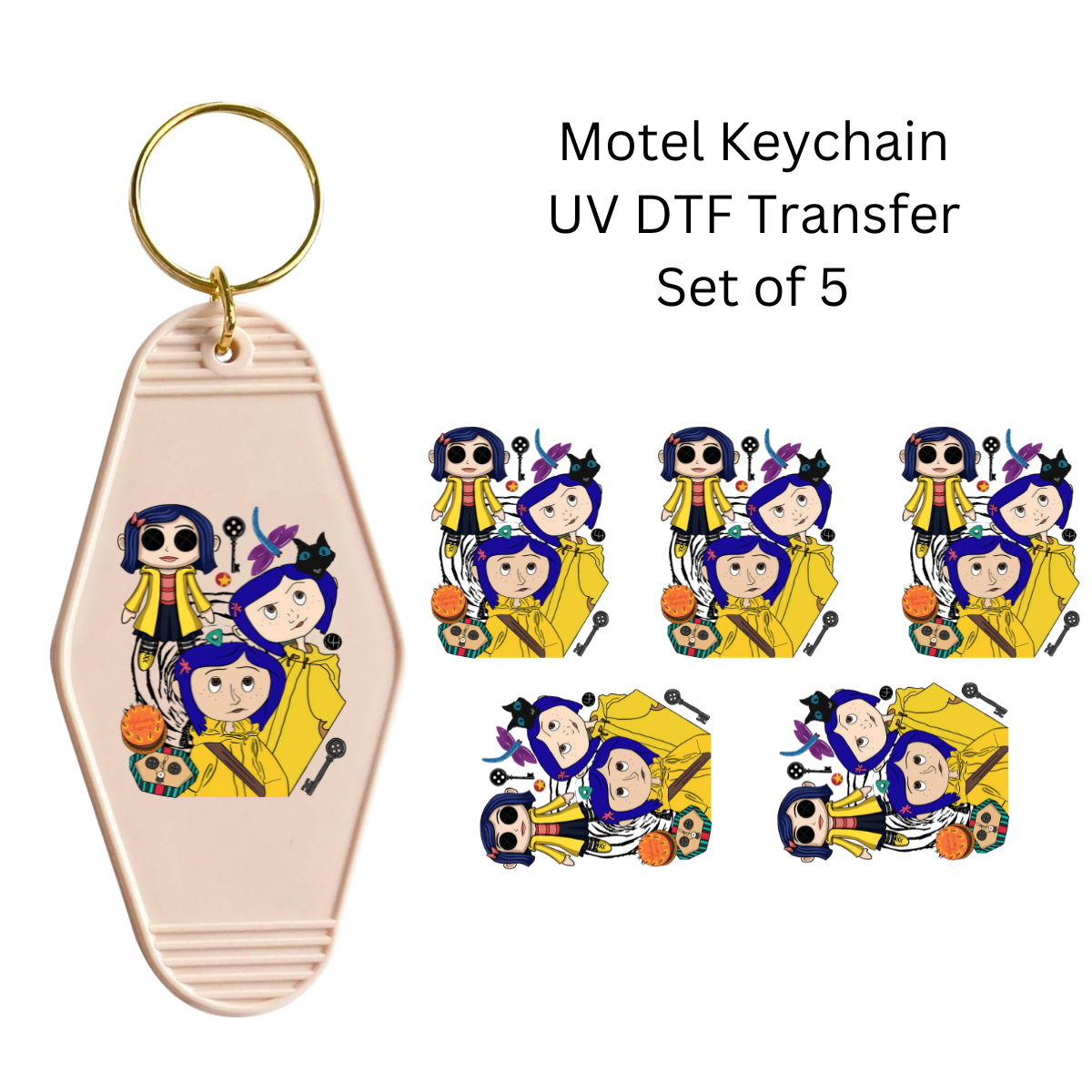Cora Girl Set of 5 Keychain Transfers