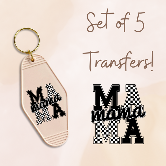 Mama Black Checkered MOTEL KEYCHAIN Transfer