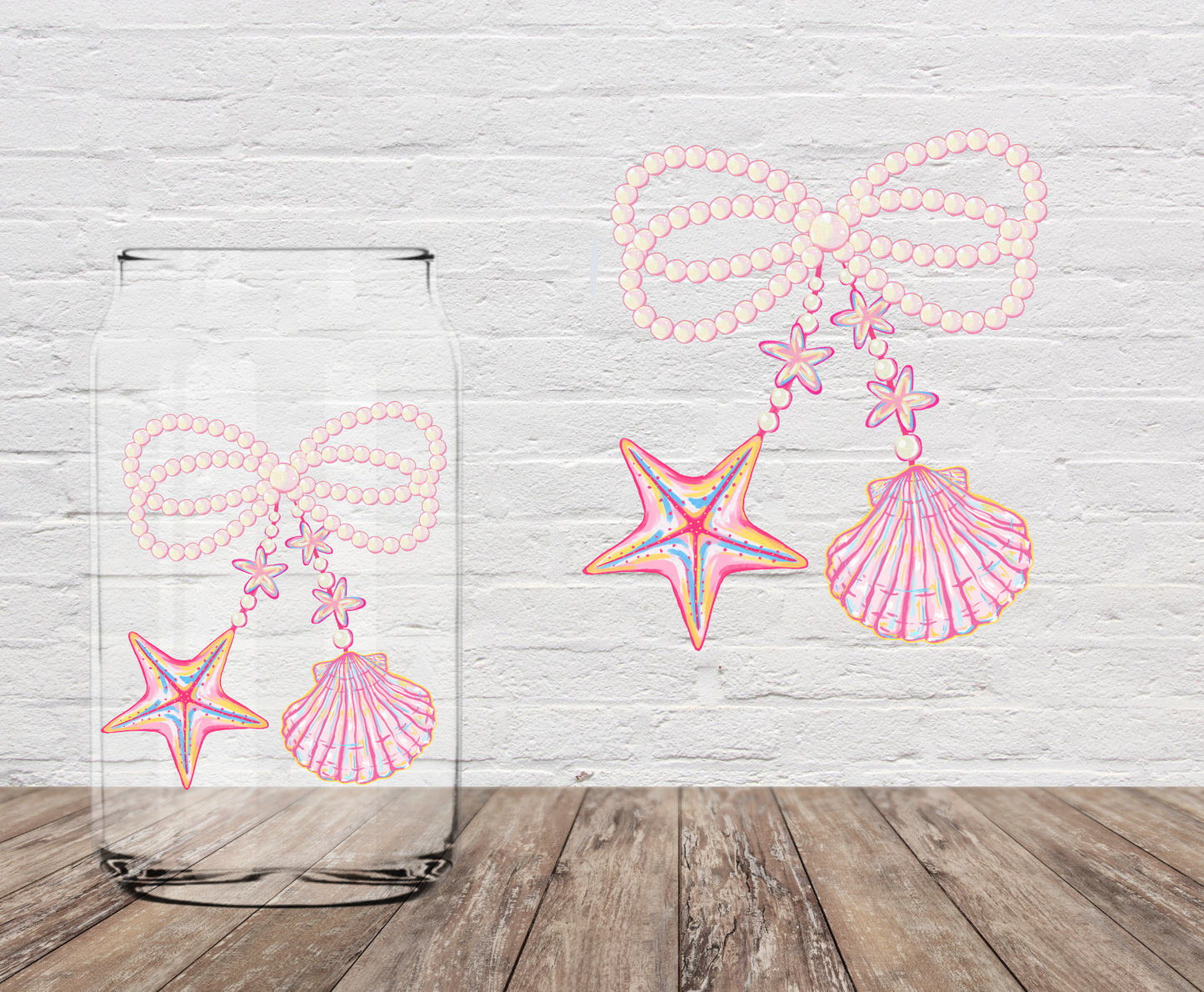 Pearls, Starfish and shells 4" UV DTF
