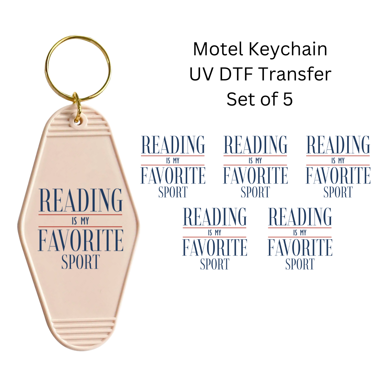 Reading is My Favorite Sport Set of 5 Keychain Transfers