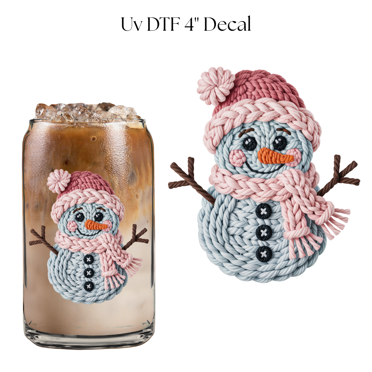 Snowman Faux Yarn 4” UV DTF Decal