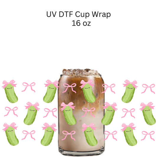 Pink Bow Pickles UV DTF Cup Wrap