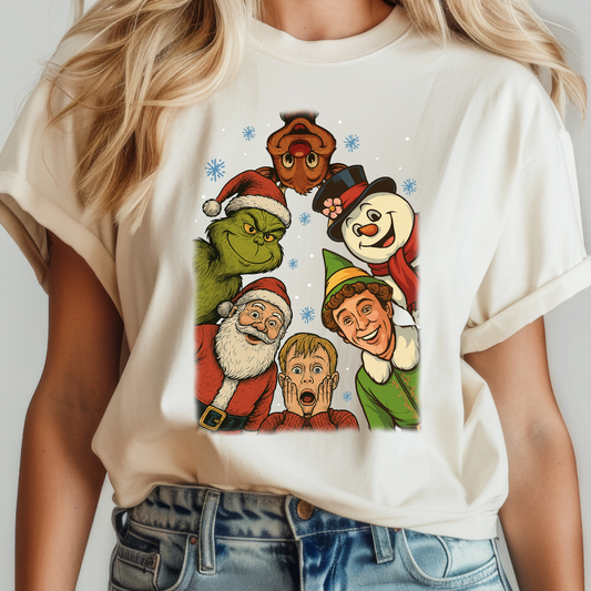 Christmas Characters Looking Down Dtf Transfer