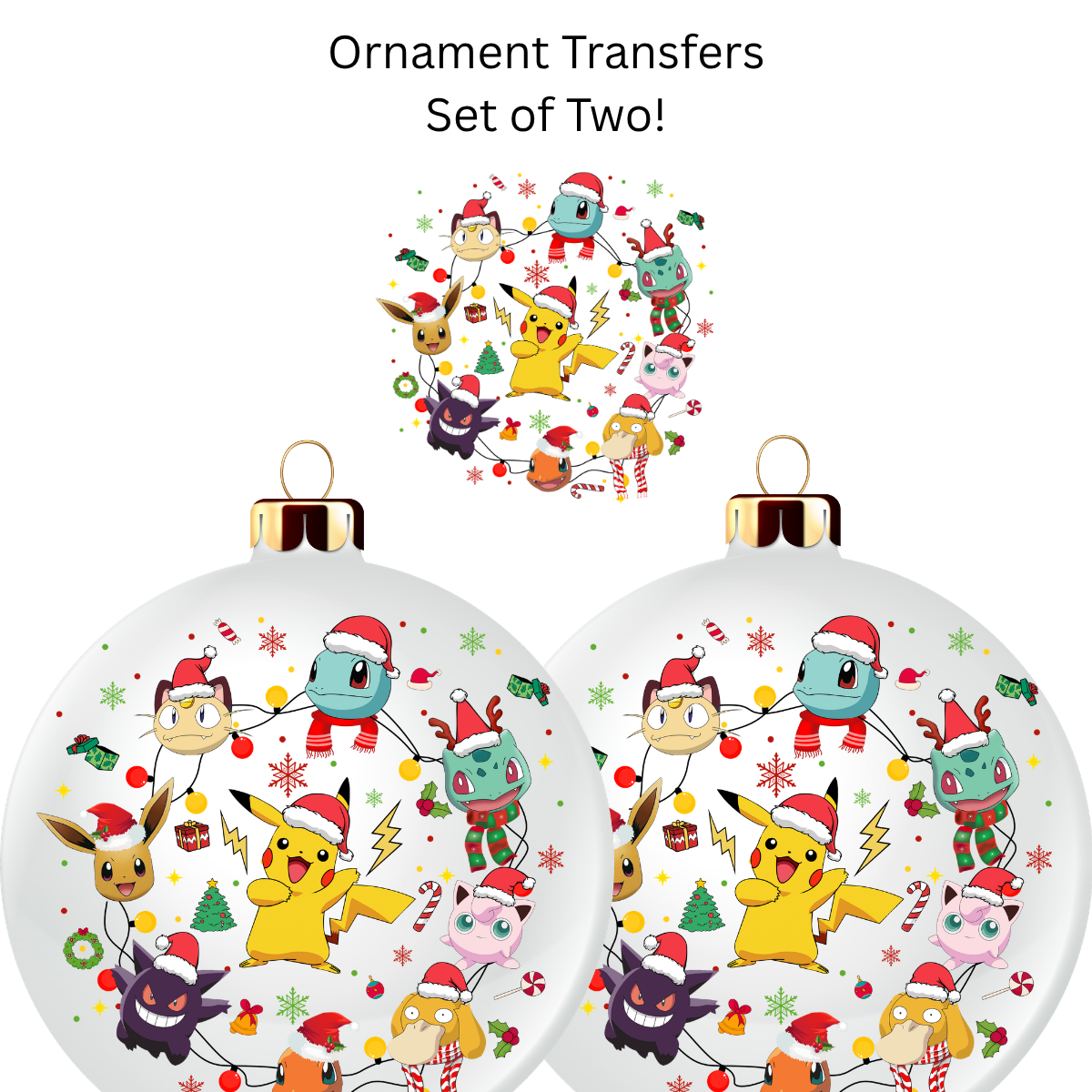 Poke Christmas Transfer UV DTF (Set of 2)
