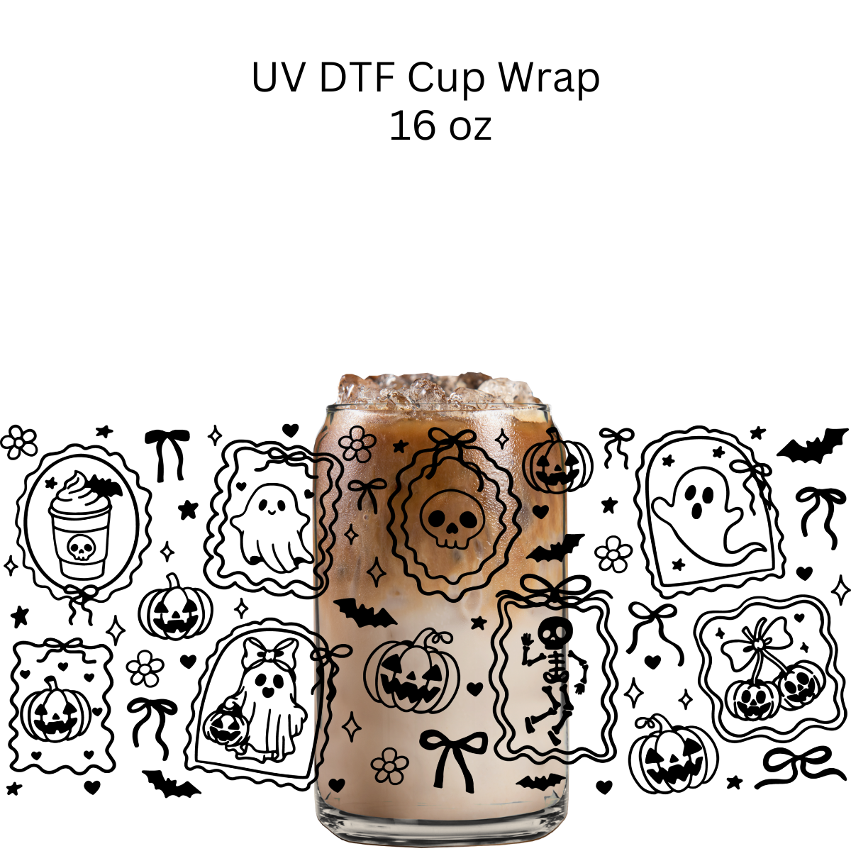 Black Halloween Frames UV DTF Cup Wrap