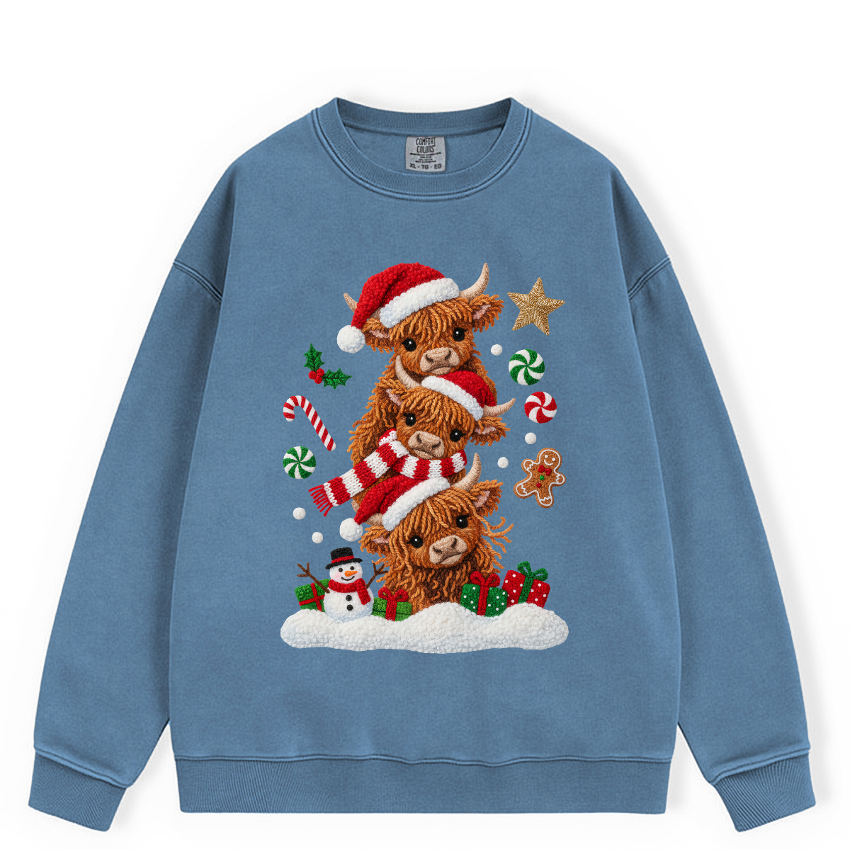 Christmas Cows Faux Yarn DTF Transfer