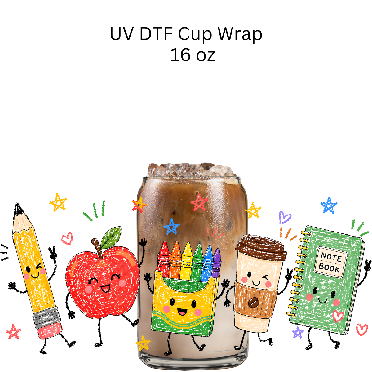 Back to School Essentials UV DTF Cup Wrap