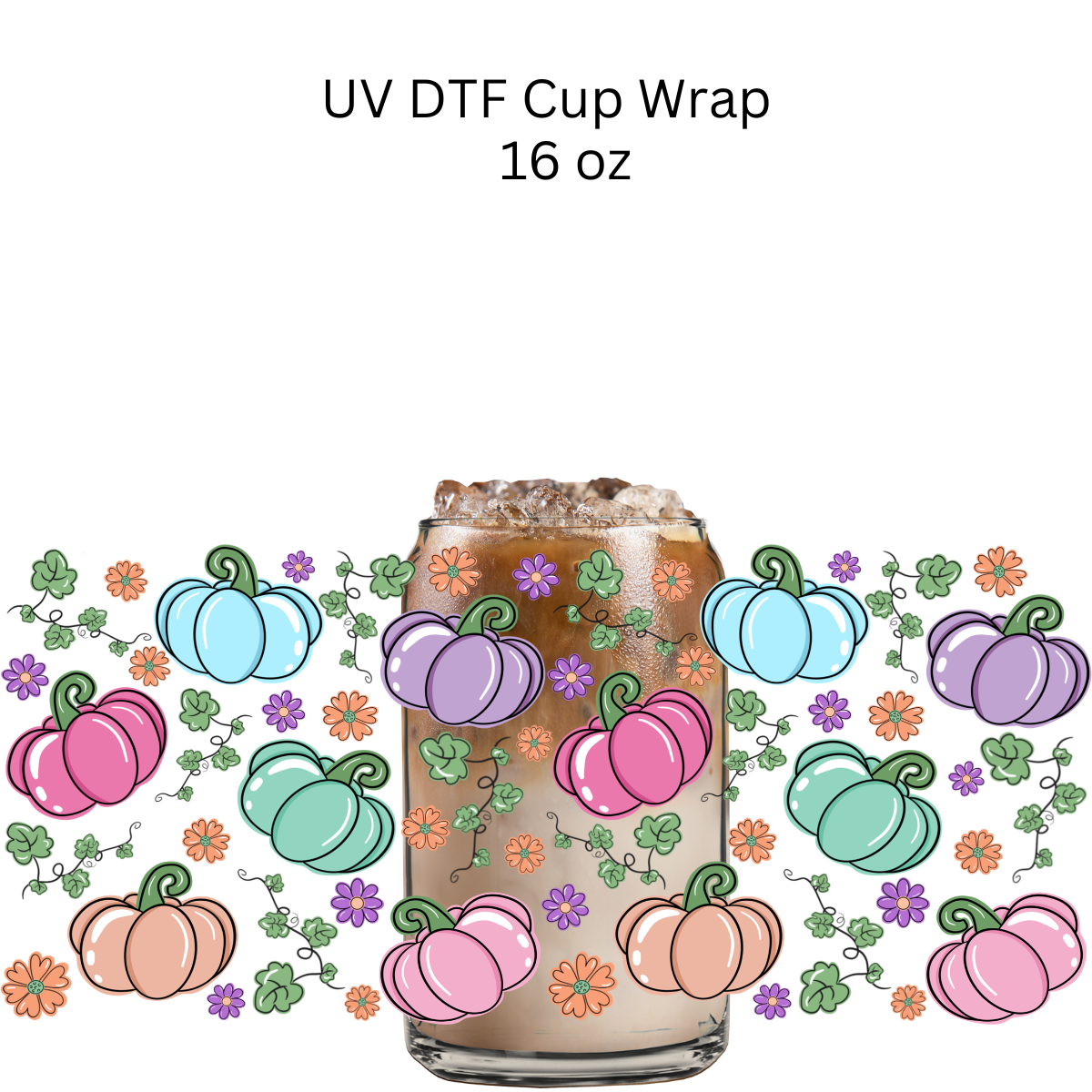 Colorful Pumpkins UV DTF Cup Wrap