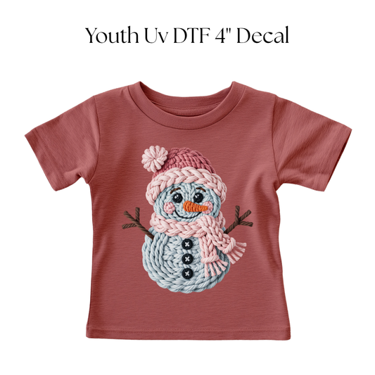 YOUTH Snowman Faux Yarn DTF Transfer
