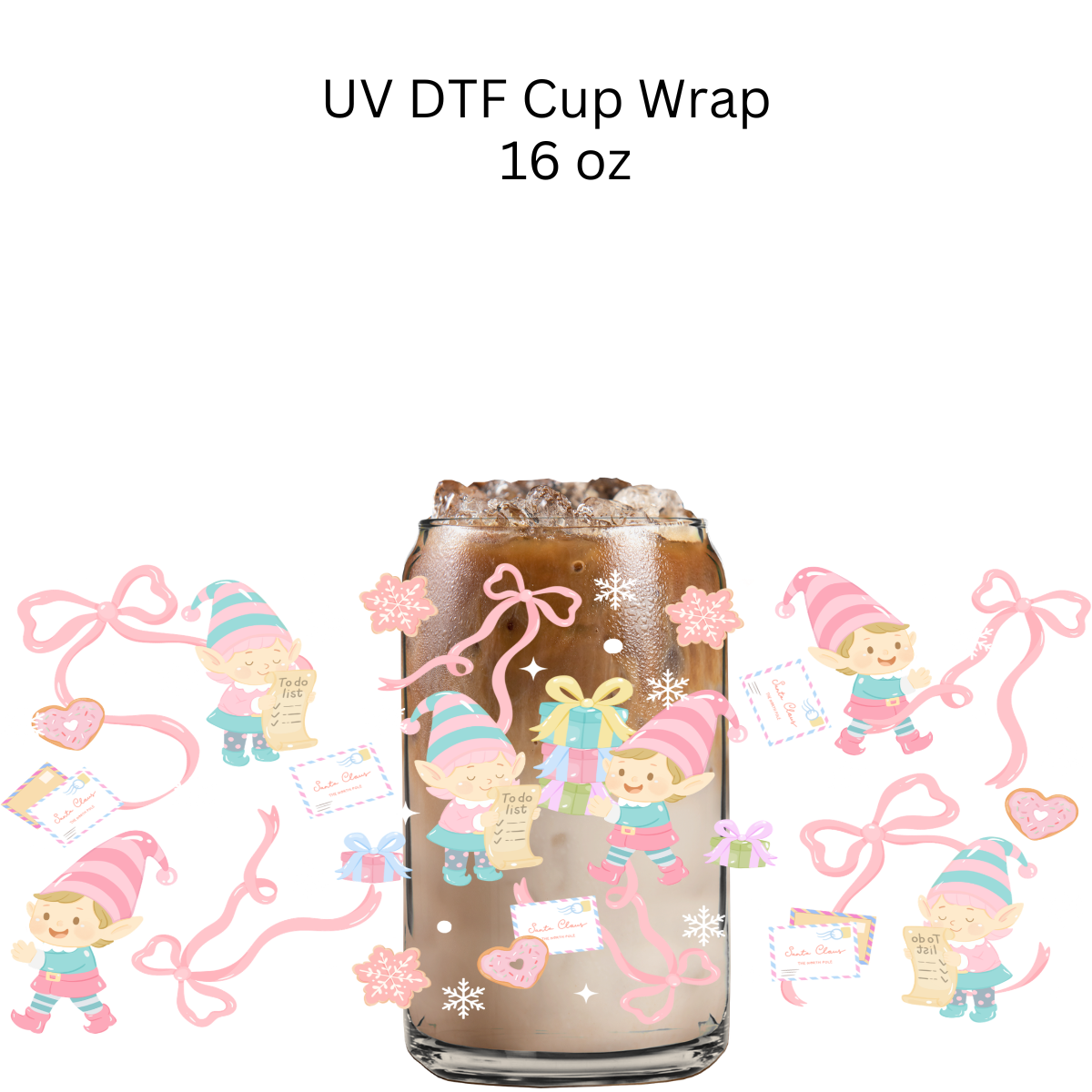 Elf Pink to do List DTF Cup Wrap