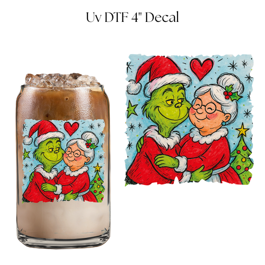 Green Monster and Mrs. Claus 4” UV DTF Decal