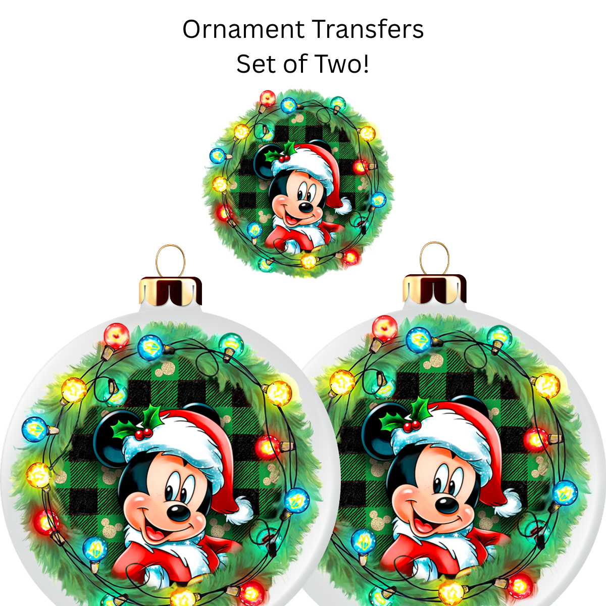 Mouse Christmas Lights Transfer UV DTF (Set of 2)