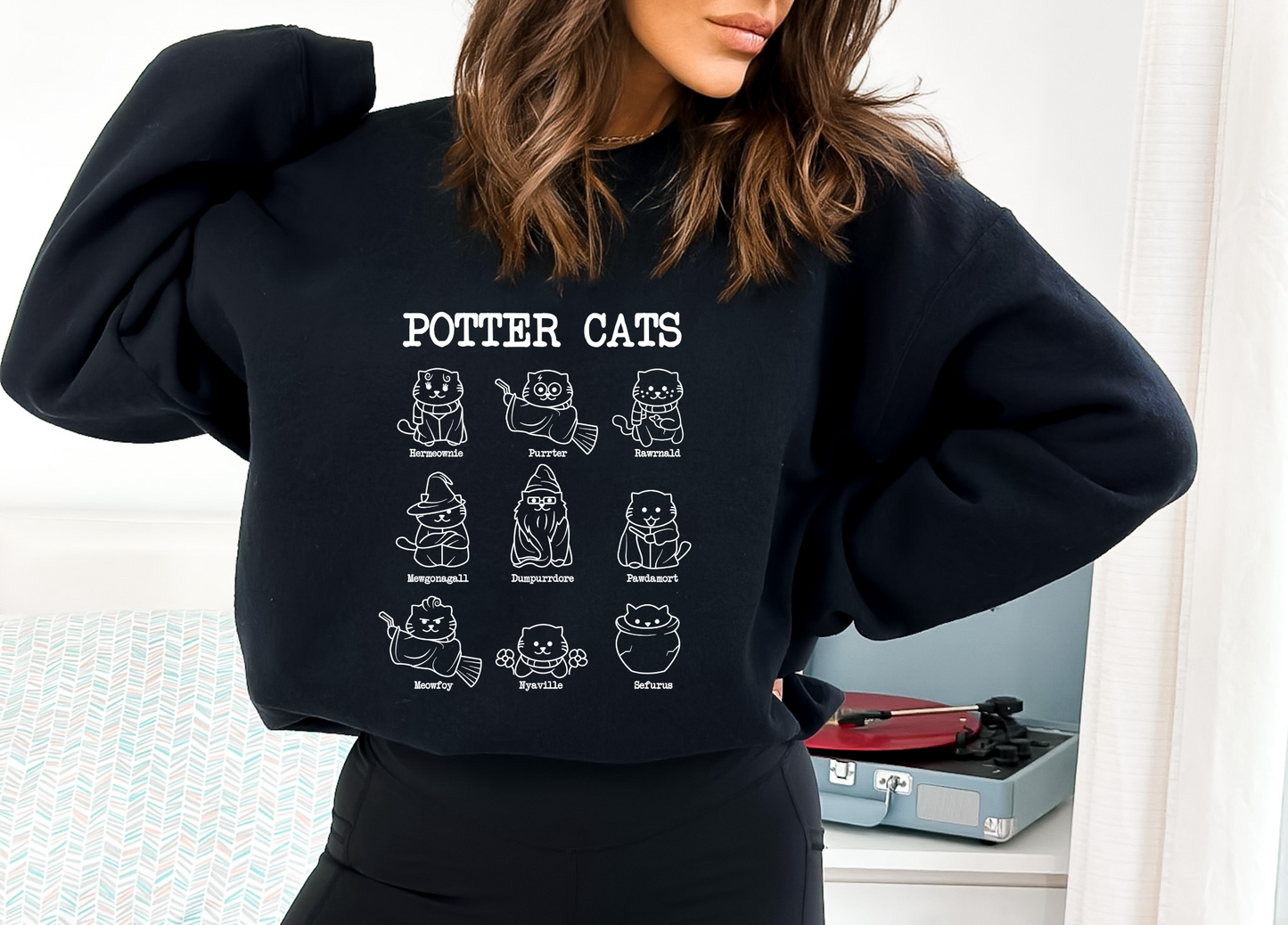Potter Cats (BLACK & WHITE) SINGLE COLOR DTF TRANSFER