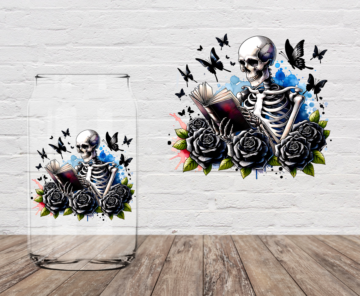 Skeleton Reading Dark Colors 4" UV DTF