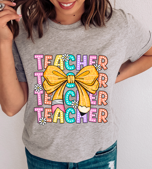 Teacher Yellow Bow DTF Transfer