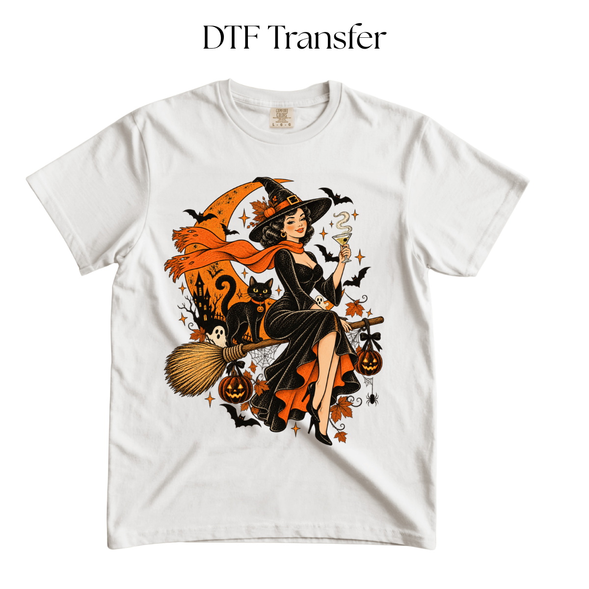 Witch and Black Cat DTF Transfer