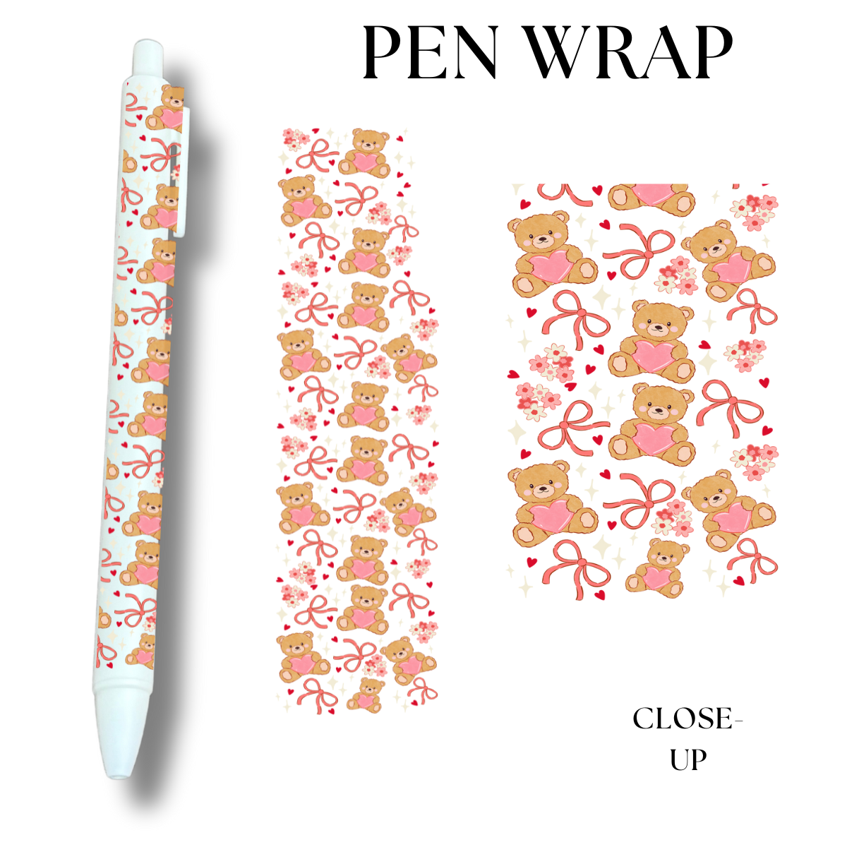 Bears and Bows UV DTF Wrap For Ballpoint Pen