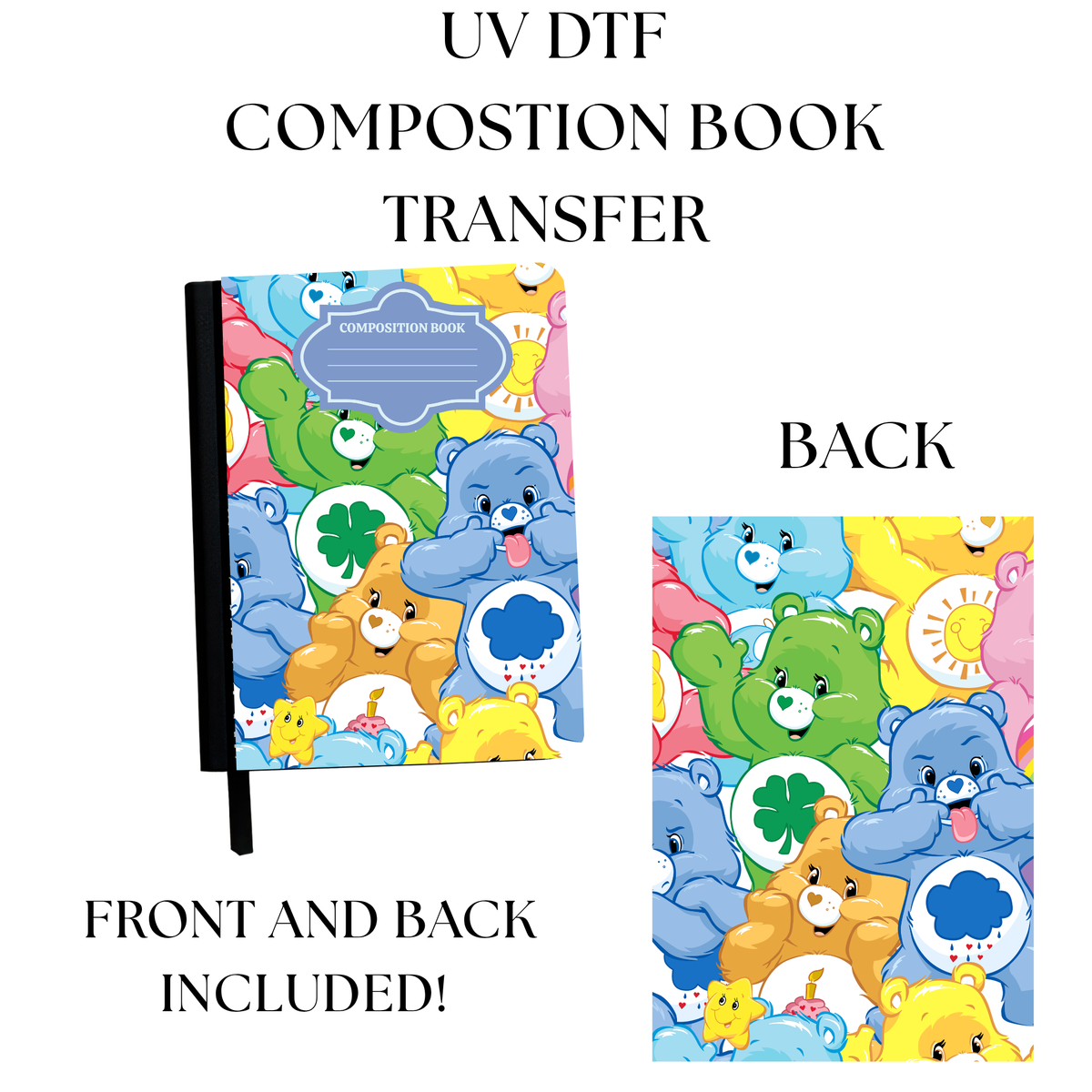 UV DTF Transfer for Composition Books BEARS