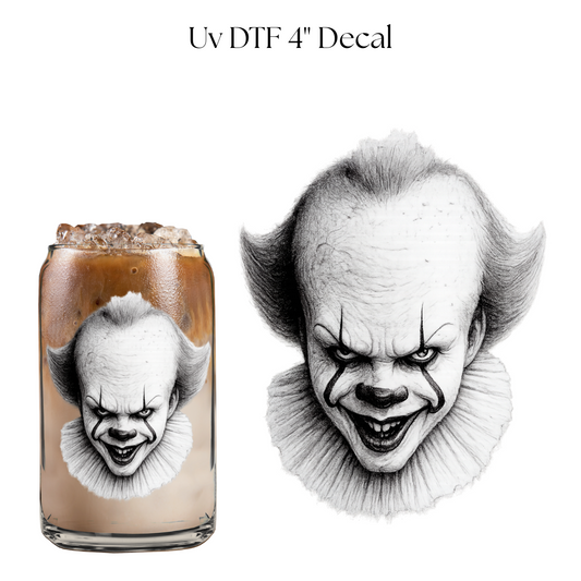 Black and White Clown 4” UV DTF Decal