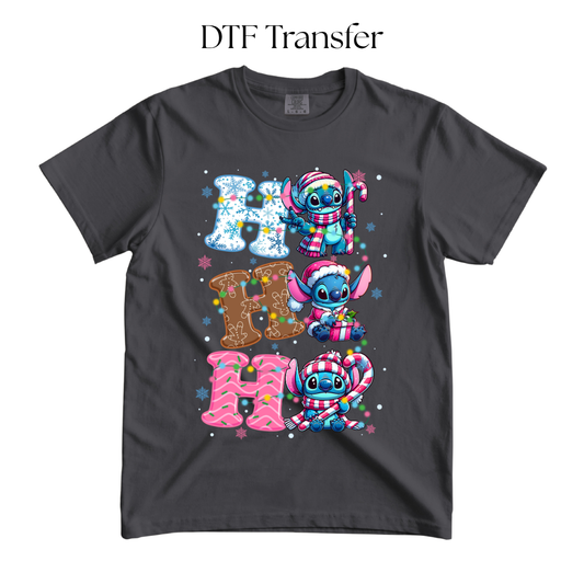 Ho Ho Ho Blue Alien DTF Transfer