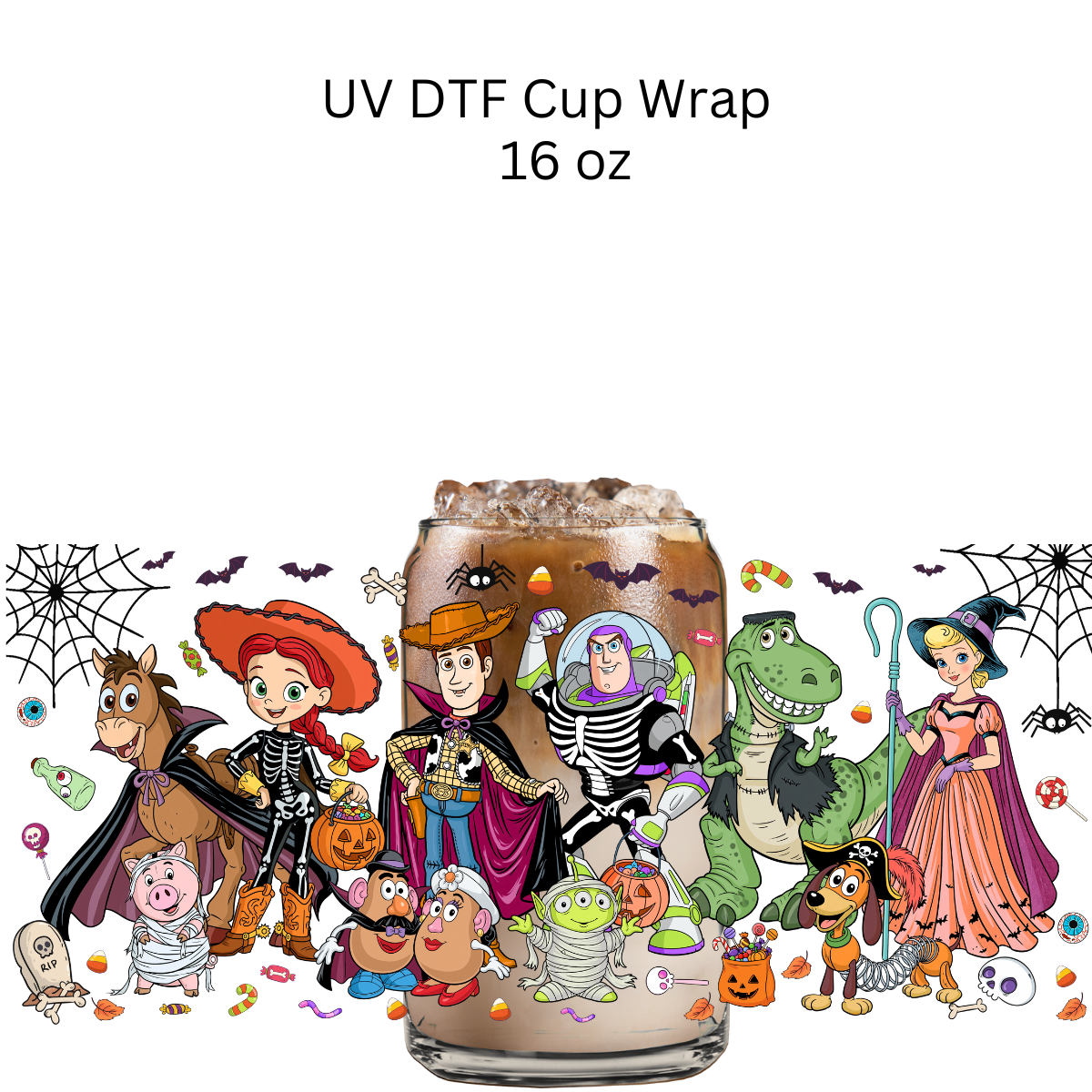 Halloween Toy Friends UV DTF Cup Wrap