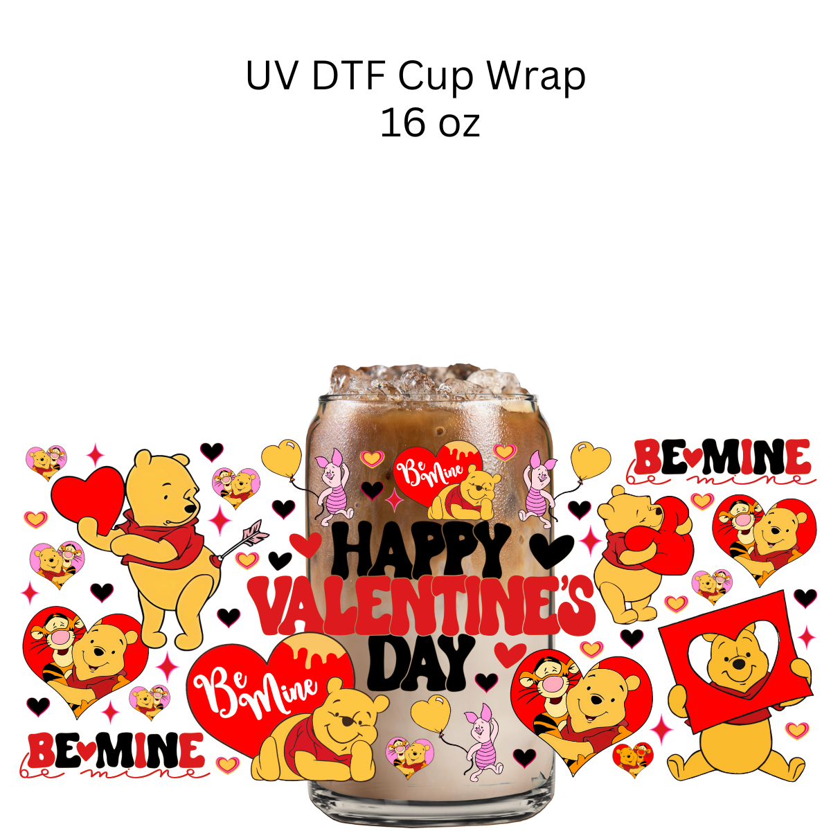 Happy Valentines Day Bear UV DTF Cup Wrap